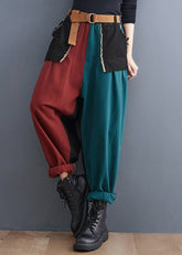 Streetwear Colorblock Taschen Patchwork Baumwoll-Denim Harm Pants